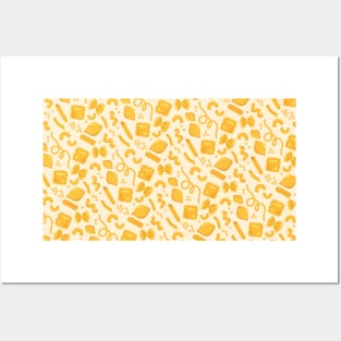 Pattern - assorted pasta shapes on pale yellow Posters and Art